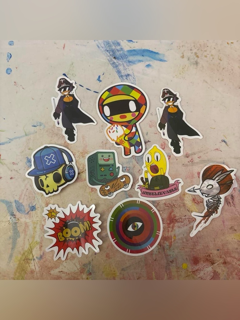 Colorful Cartoon Sticker Set - Rainbow Character & Fun Icons